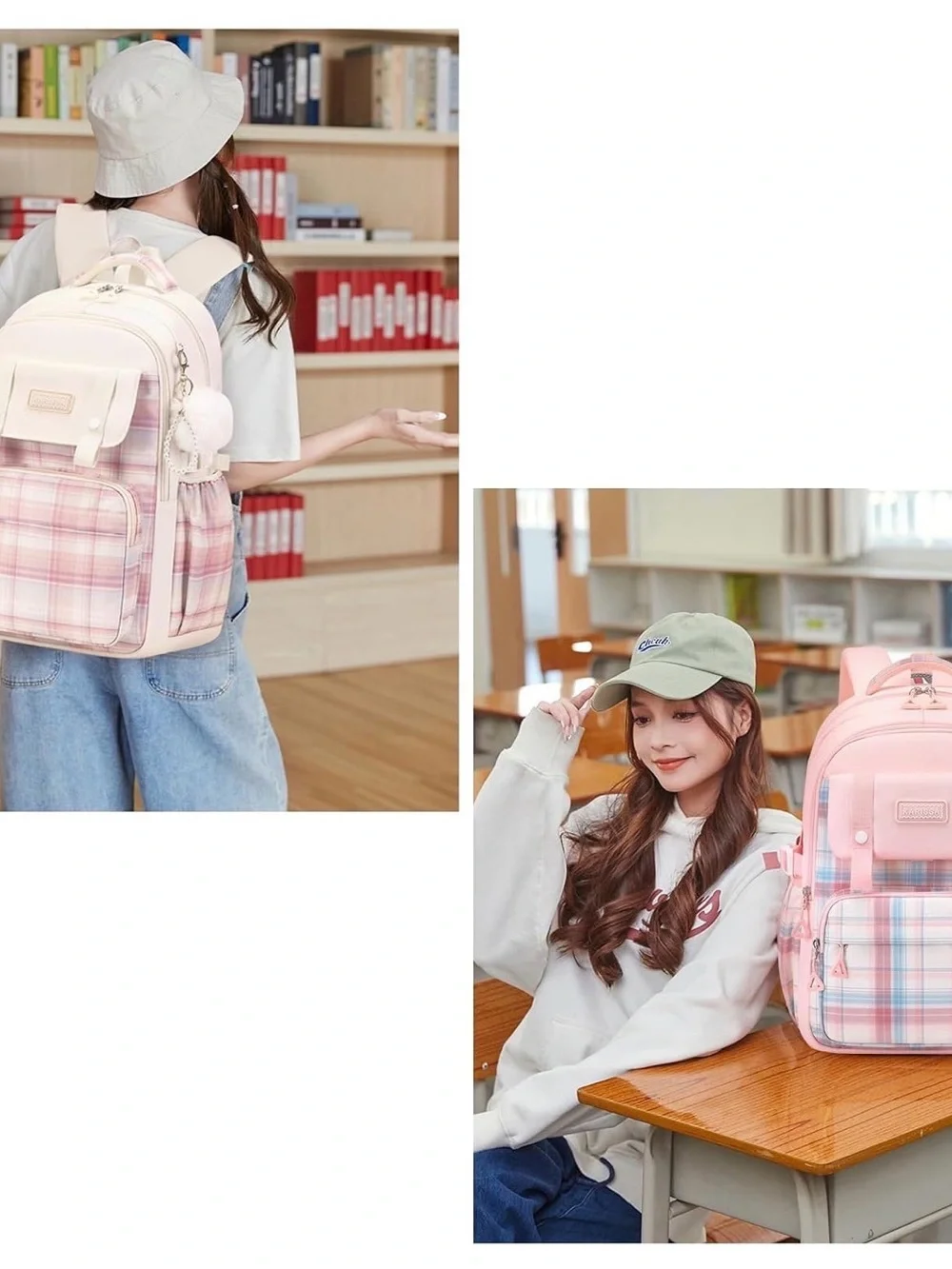 Black Plaid Women's Backpack - Stylish Everyday Bag